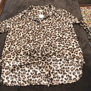 Animal print Tie Blouse